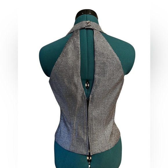 VTG Y2K Cachet Tailored Black Silver & Black Checkered Halter Top Size 6 NWT - Picture 3 of 12